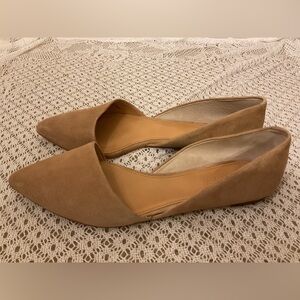 J. Crew Zoe d’Orsay Saddle Suede Flats Women’s Light Tan Size 8